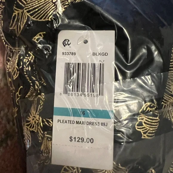 MSK formal Metallic-Print Pleated Blouson Gown size 16 - Picture 6 of 6